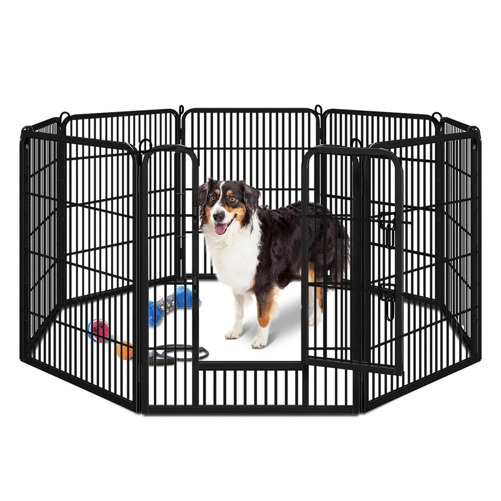 BEASTIE Dog Playpen Pet Fence Cage 8 Panel Metal Enclosure Puppy Exercise 32"