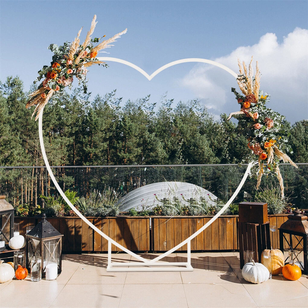 7.21ft Heart Shaped Wedding Backdrop Stand Metal Balloon Arch Frame Ceremony