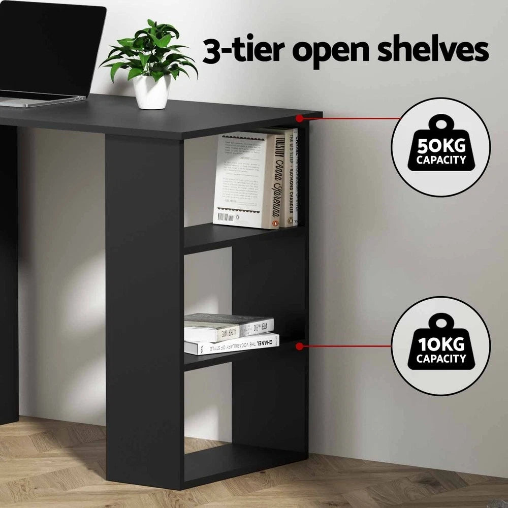 Artiss Computer Desk Drawer Shelf Home Office Study Table Black 120CM