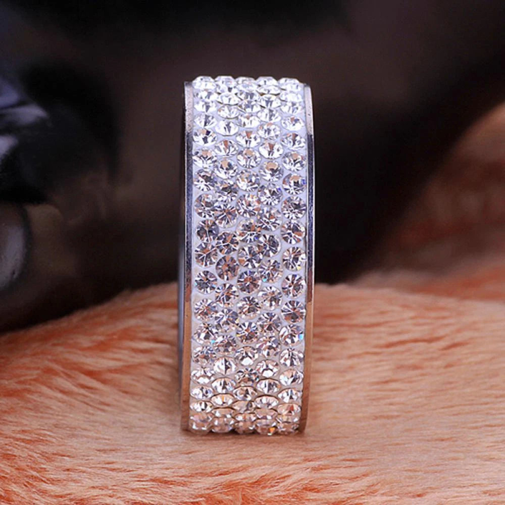 Women Jewelry Full Filled Zircon Band Ring Weddig Stainless Steel