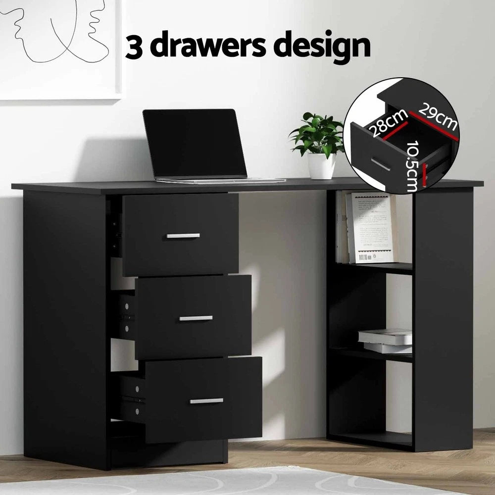 Artiss Computer Desk Drawer Shelf Home Office Study Table Black 120CM