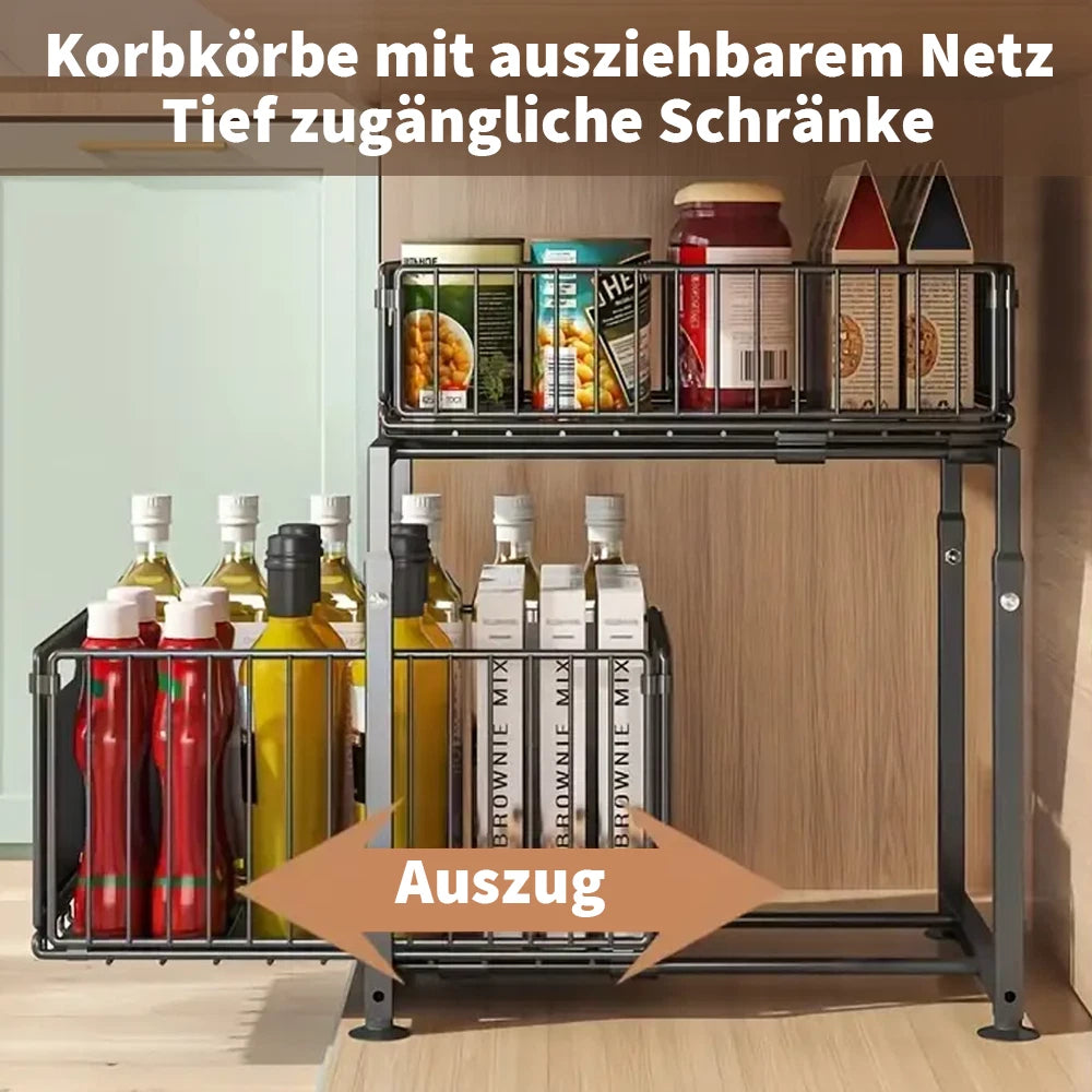 Large 2 Tier Pull Out Basket Kitchen Under Sink Cupboard Organiser Storage Rack
