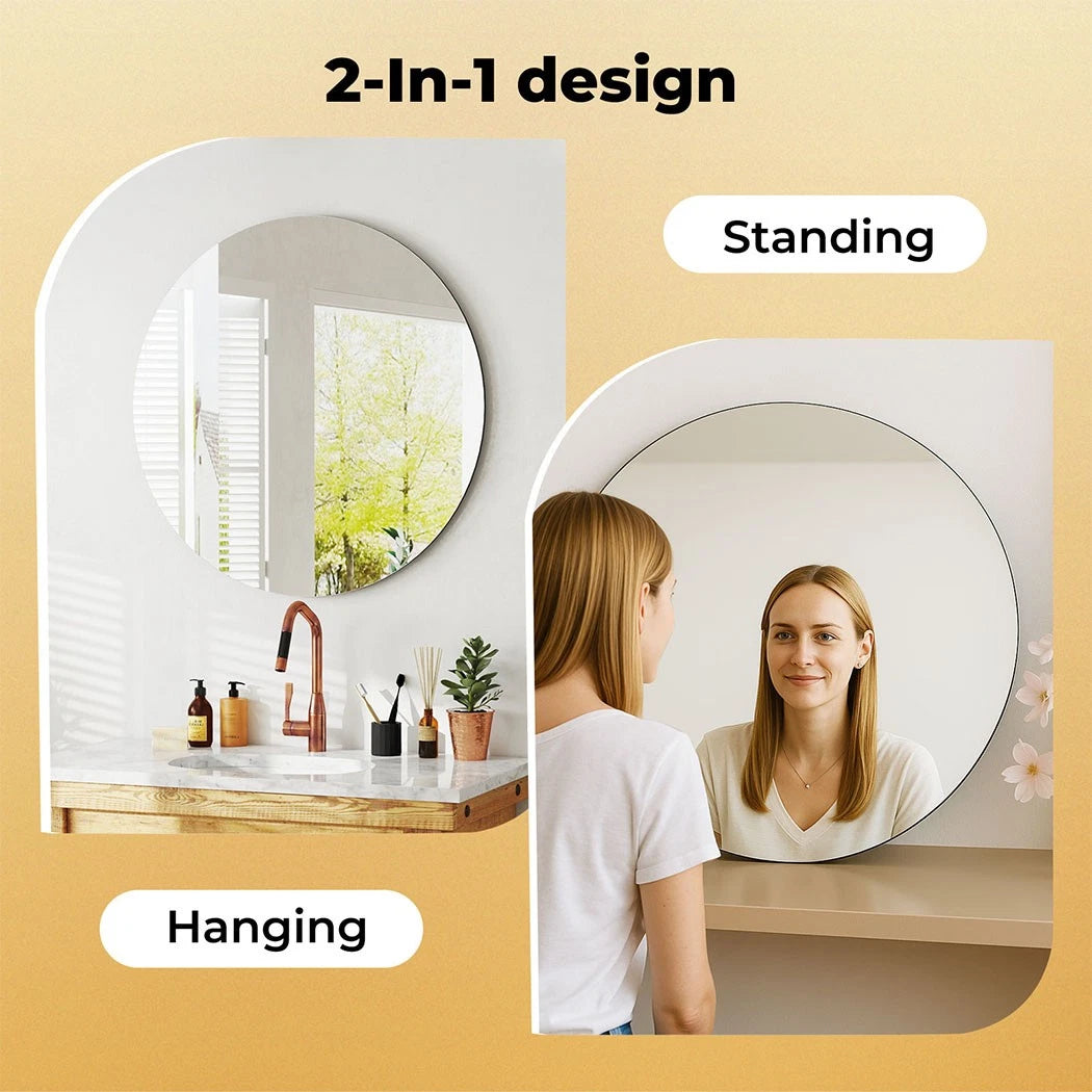 Yezi 50cm Round Wall Mirror Frameless Tempered Glass Explosion-Proof Home Decor