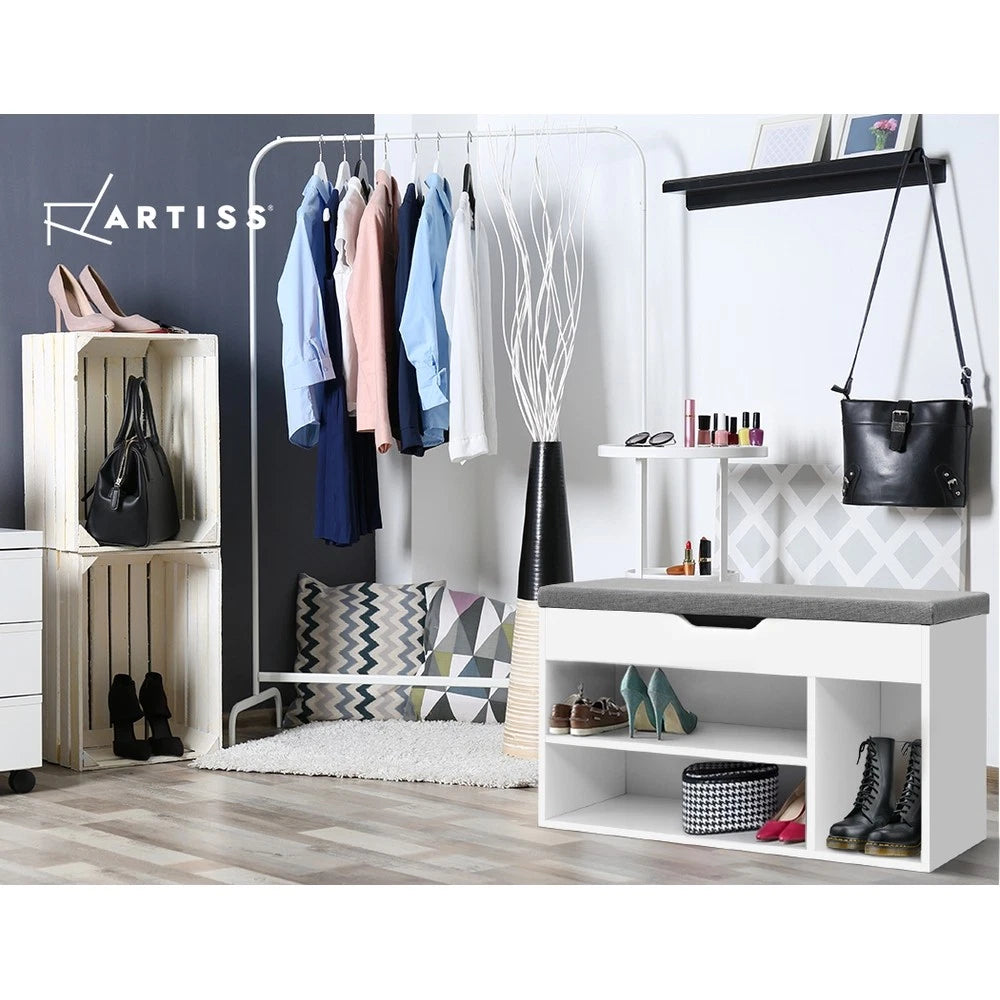 Artiss Shoe Rack Storage Cabinet Bench Shoes Organiser Shelf Cupboard Box White