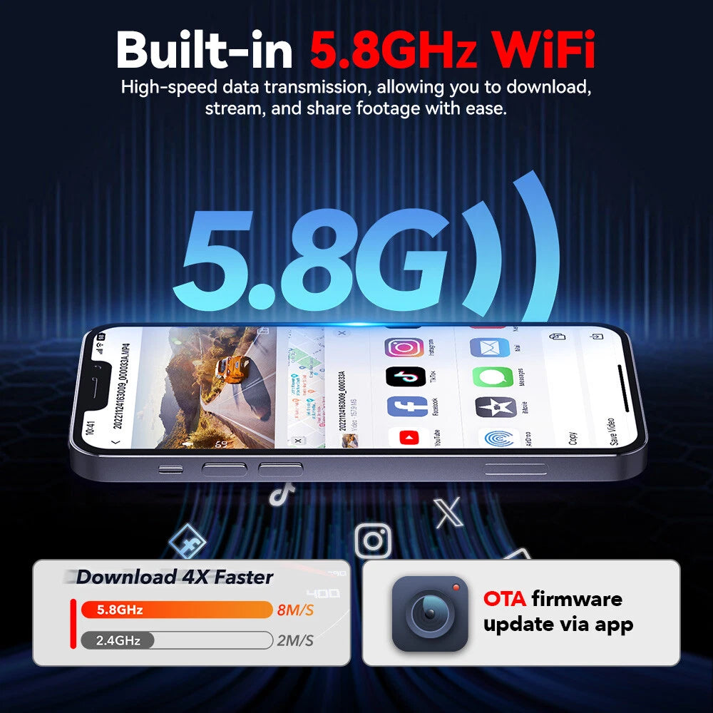 REDTIGER A4 Dash Camera 4K Front and Rear 5.8GHz WiFi Dash Cam With Hardwire kit