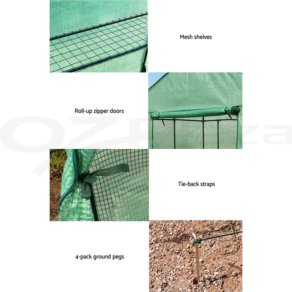 Green Fingers Greenhouse Walk in Green House 4 Shelves Tunnel Plant 1.9x1.2x1.9M