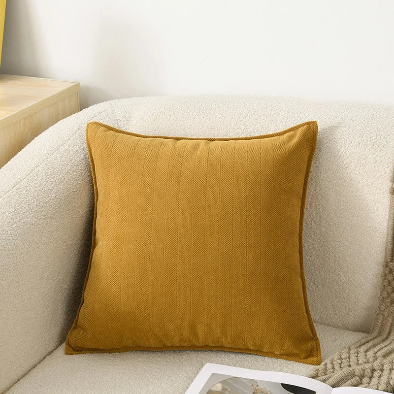 2XCream Velvet Cushion Cover Herringbone jacquard cushion Pillow Case Sofa Decor