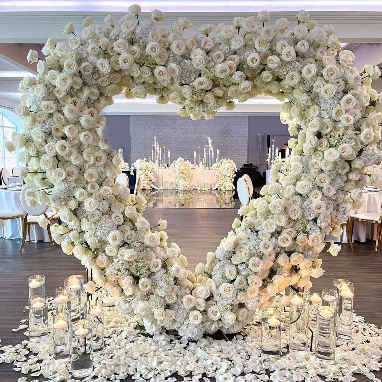 7.21ft Heart Shaped Wedding Backdrop Stand Metal Balloon Arch Frame Ceremony