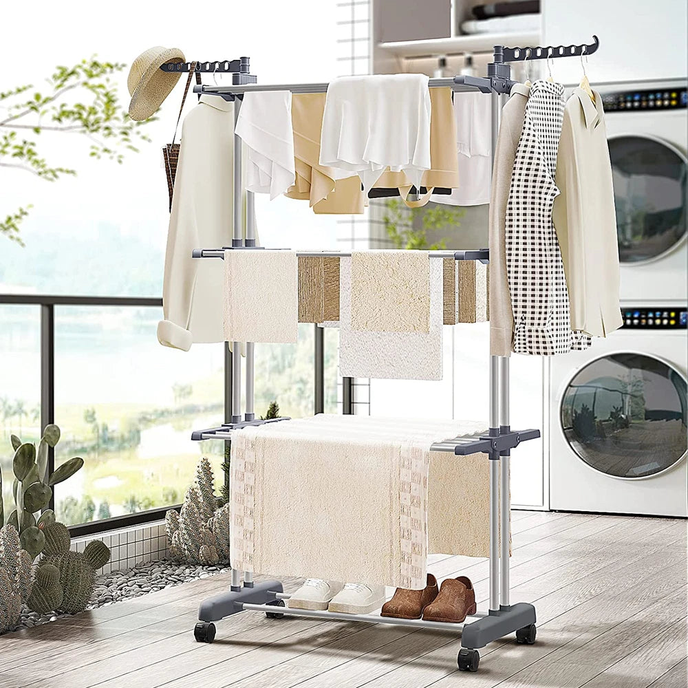 Foldable Garment Hanger Shoes Clothes Airer Drying Rack Laundry Support Horse AU