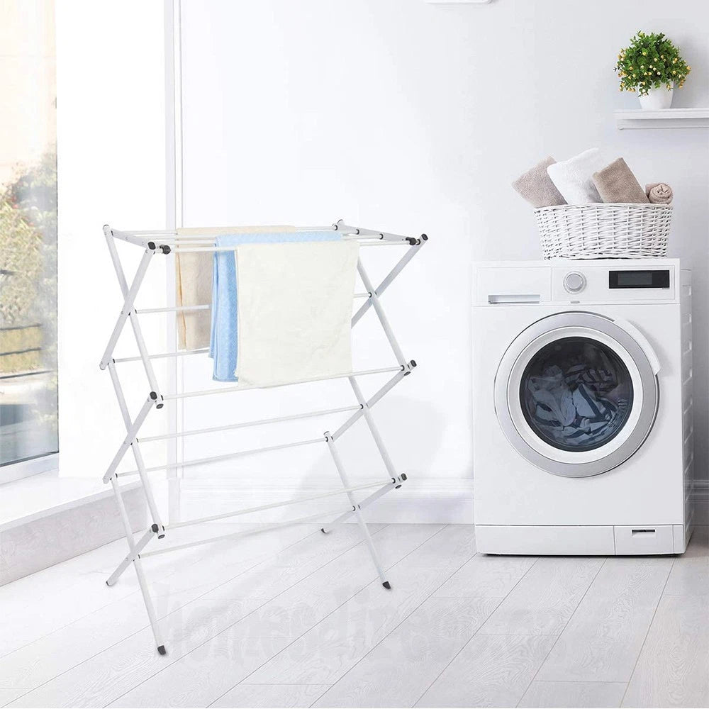 6 Tiers Foldable Garment Hanger Clothes Airer Drying Rack Laundry Support Horse