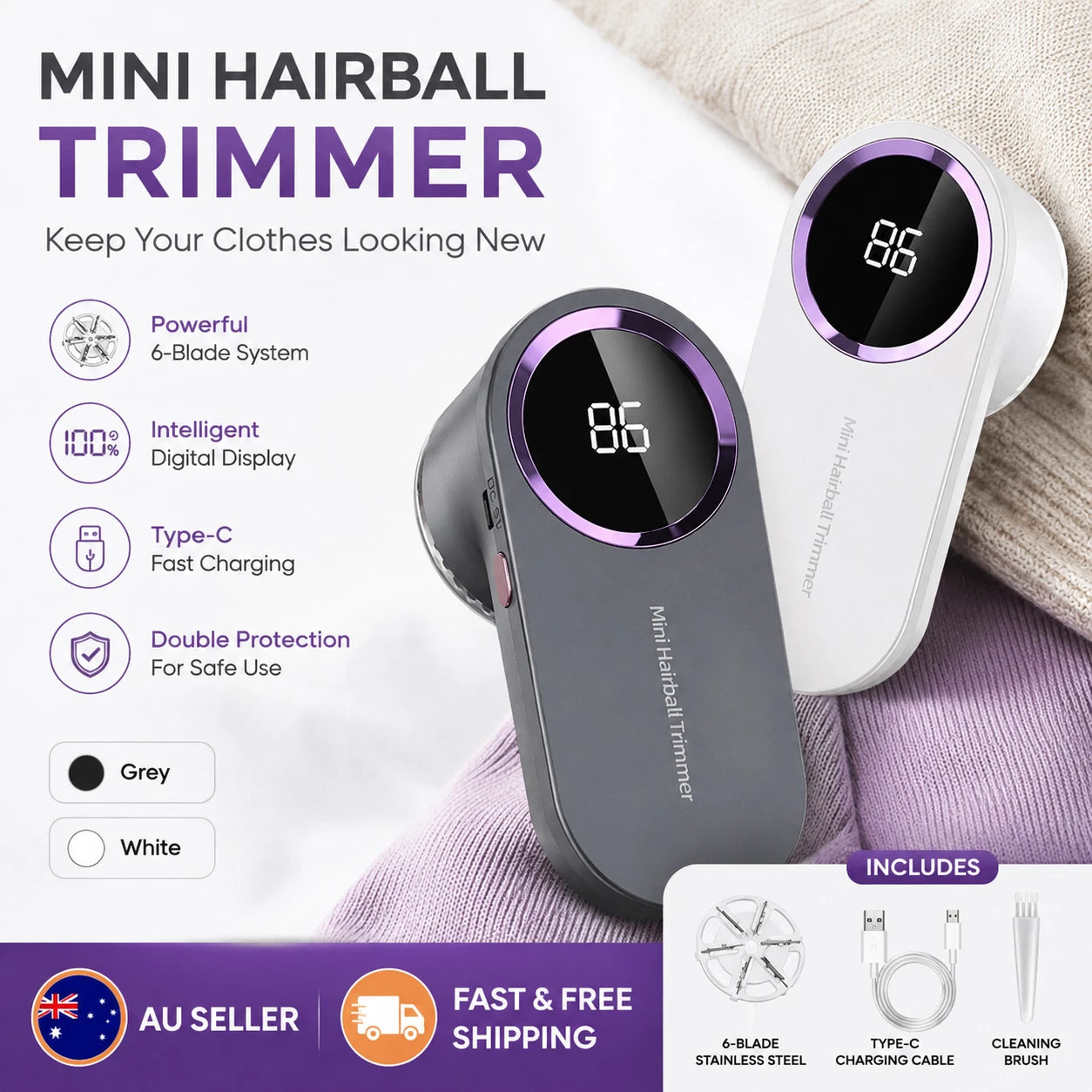 Electric Lint Remover Rechargeable Bobble Fabric Shaver for Clothes Clothing NEW