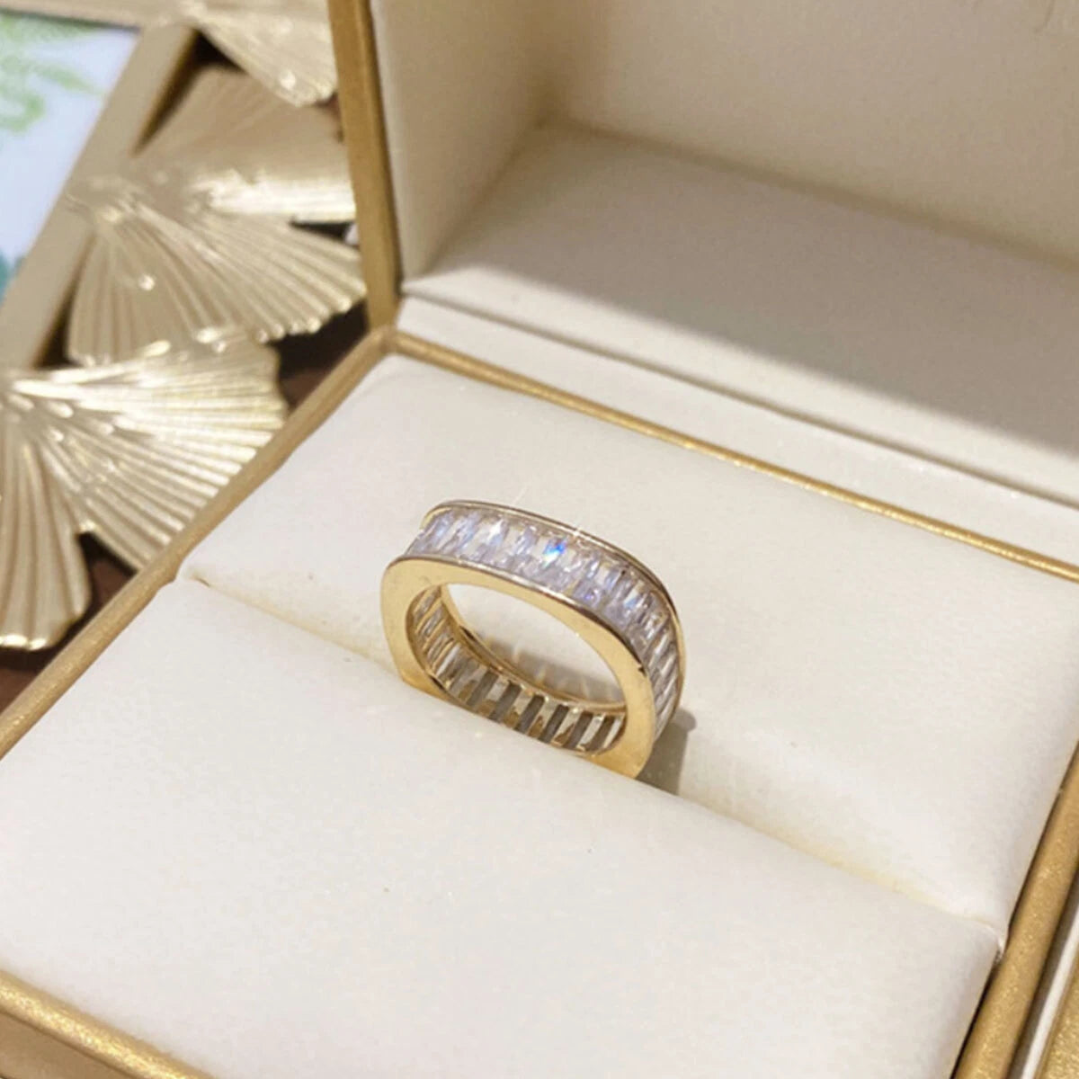 Square Zircon Diamond Row Ring Women Elegant Luxury Fashion Jewellery GiftChoice