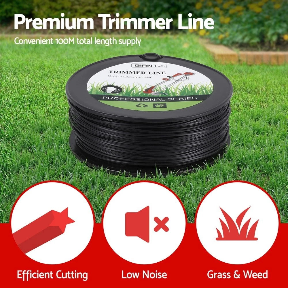 Giantz 100M Whipper Snipper Trimmer Line 3.0mm Star PA6 Nylon String Cord Black