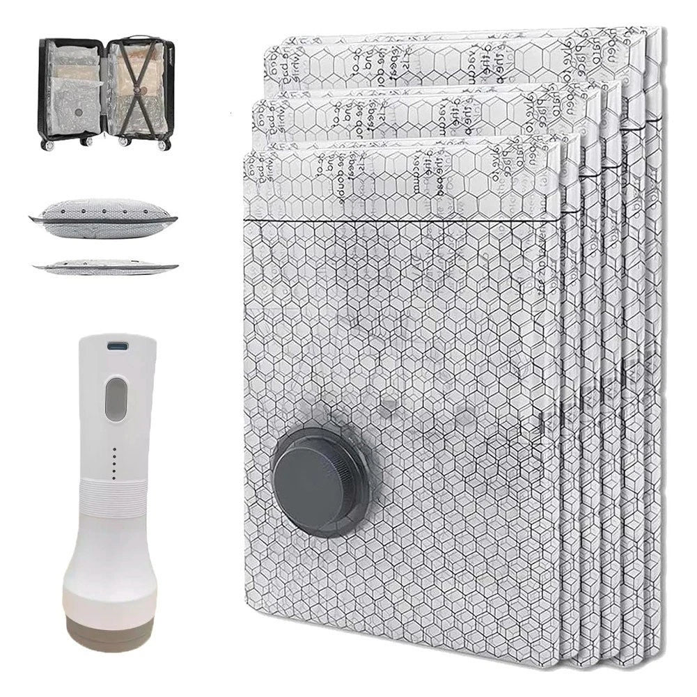 6-15PCS Travel Vacuum Storage Bags with Rechargeable Electric Pump Compression