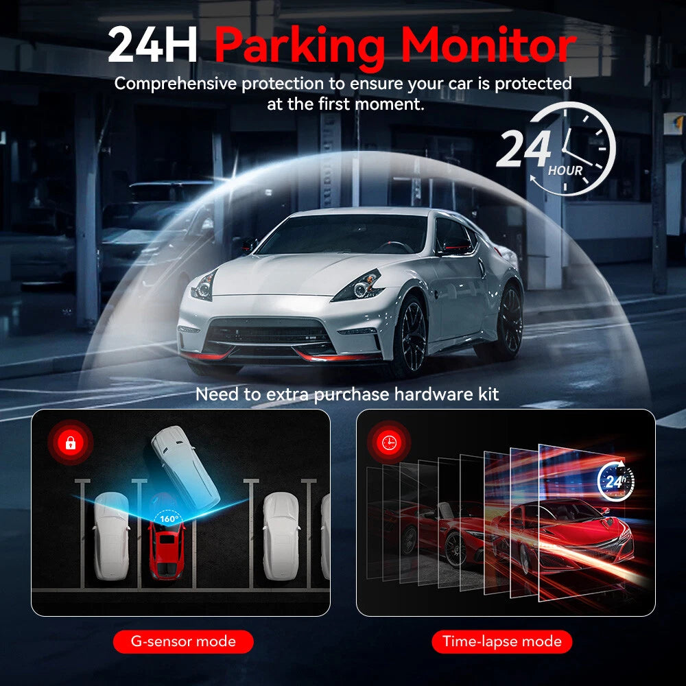 REDTIGER A4 Dash Camera 4K Front and Rear 5.8GHz WiFi Dash Cam With Hardwire kit