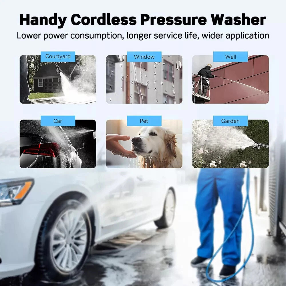 Brushless Cordless Electric High Pressure Spray Car Gun 6-in-1 Washer Cleaner