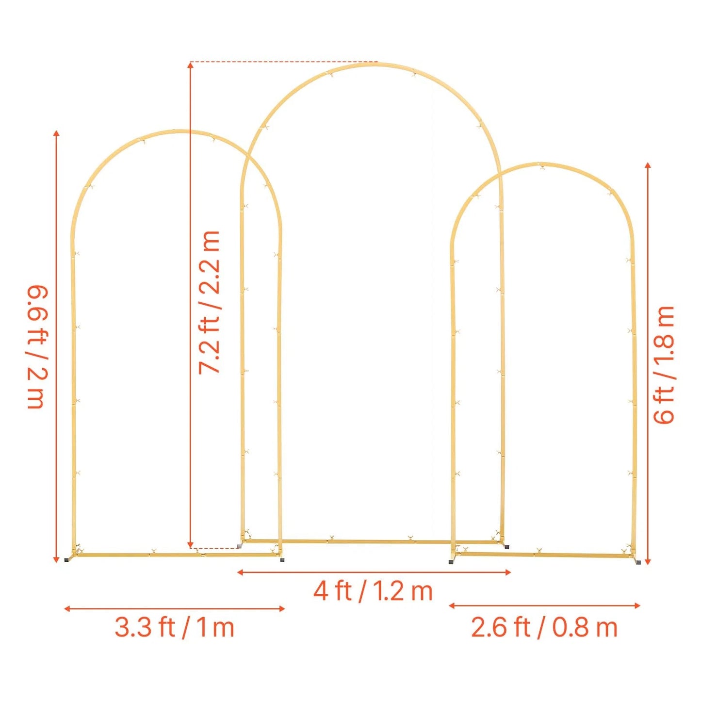 Uimoso Metal Arch Backdrop Stand 2.2/2/1.8 m Set of 3 for Weddings and Events