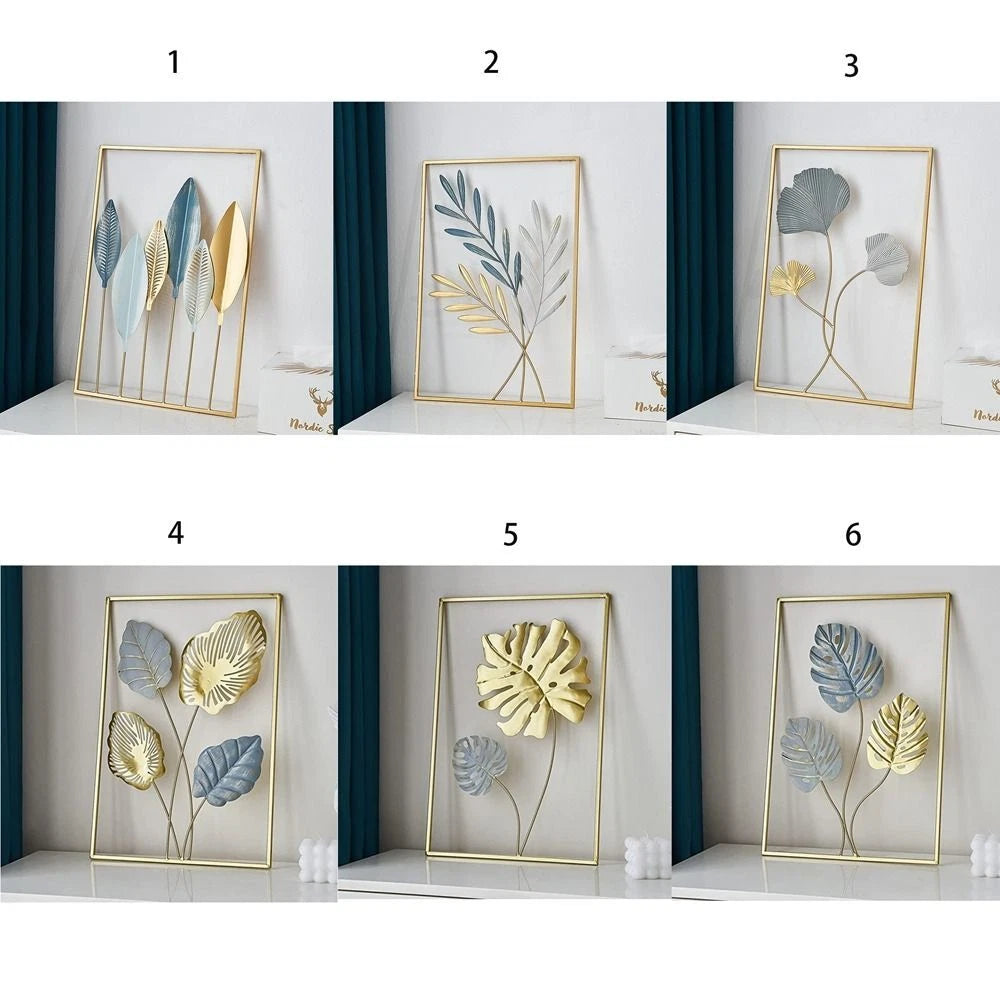Large Metal Wall Art Ginkgo Leaf Framed Hanging Home Decor Flower Sculpture