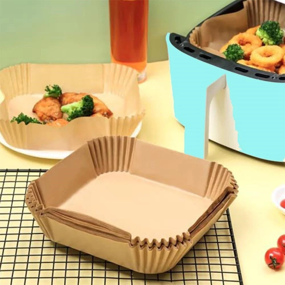 100pcs Air Fryer Disposable Paper Liner Square Food Grade Parchment Paper Liners