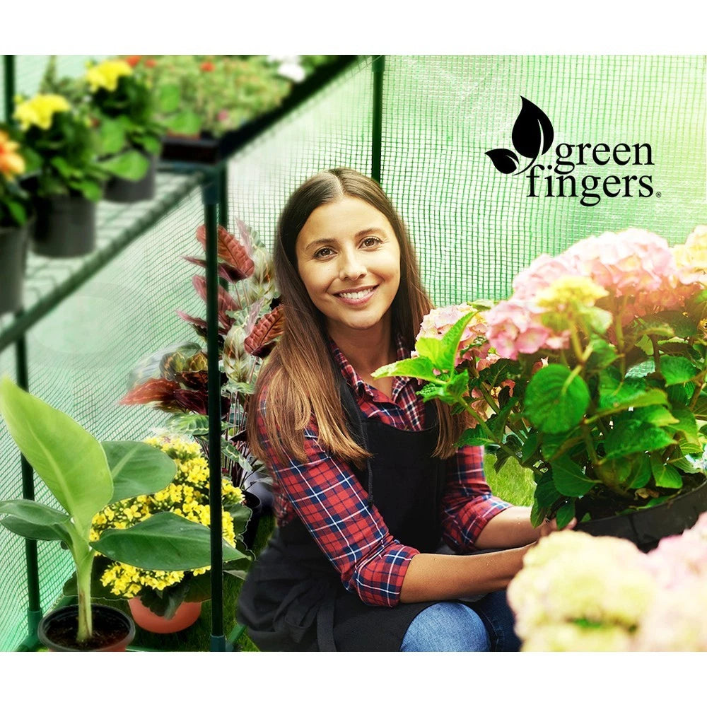 Green Fingers Greenhouse Walk in Green House 4 Shelves Tunnel Plant 1.9x1.2x1.9M