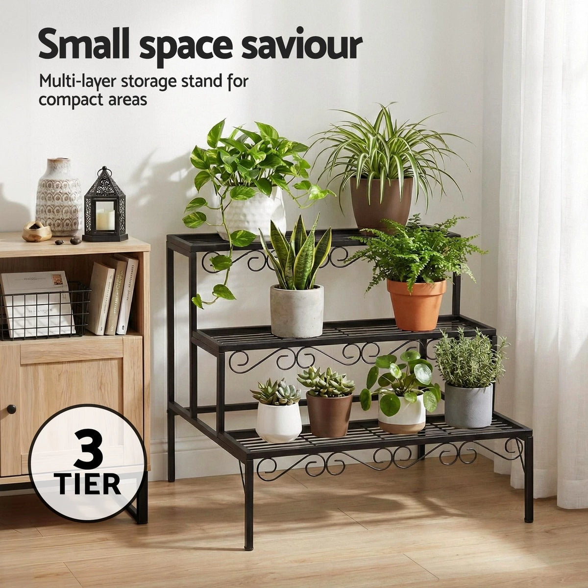 Artiss Plant Stand 3 Tier Metal Corner Plant Shelf Multiple Flower Holder Rack