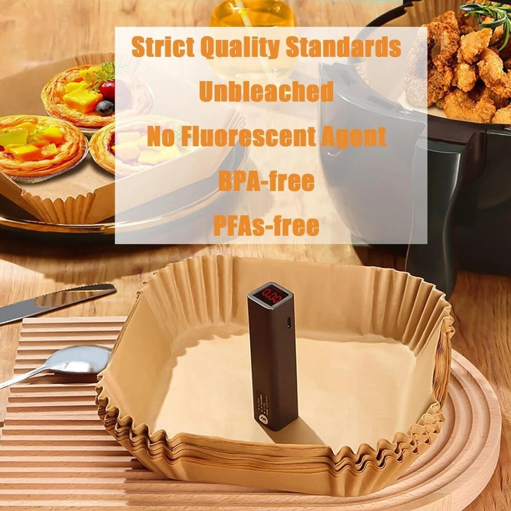100pcs Air Fryer Disposable Paper Liner Square Food Grade Parchment Paper Liners