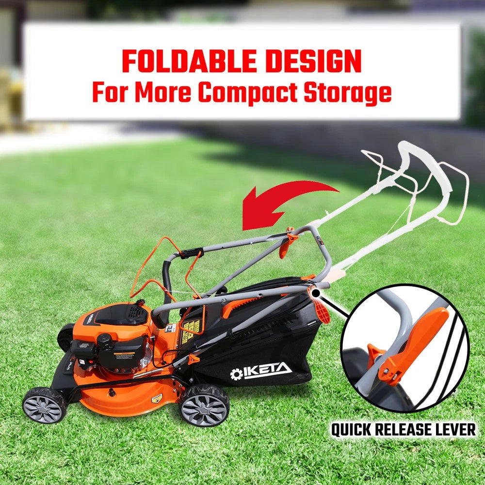 19'' Self-Propelled Lawn Mower 180cc Petrol Lawnmower OHV 4-Stroke Push 7-Height