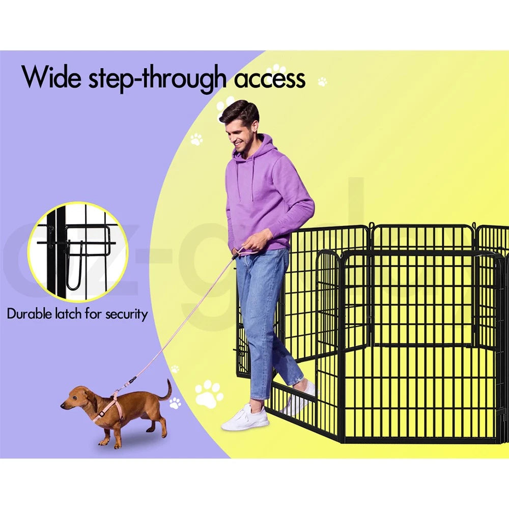 BEASTIE Dog Playpen Pet Fence Cage 8 Panel Metal Enclosure Puppy Exercise 32"