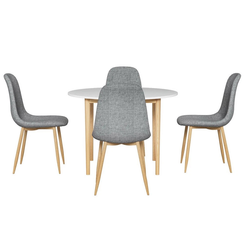 Artiss Dining Table and Chairs Set 5PCS White Grey Restaurant Kitchen Furniture