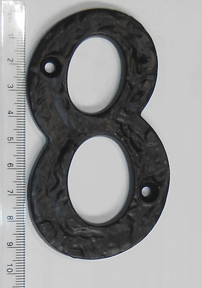 4"/100mm BLACK CAST IRON - HEAVY ANTIQUE DESIGN HOUSE DOOR FENCE NUMBERS NUMERAL