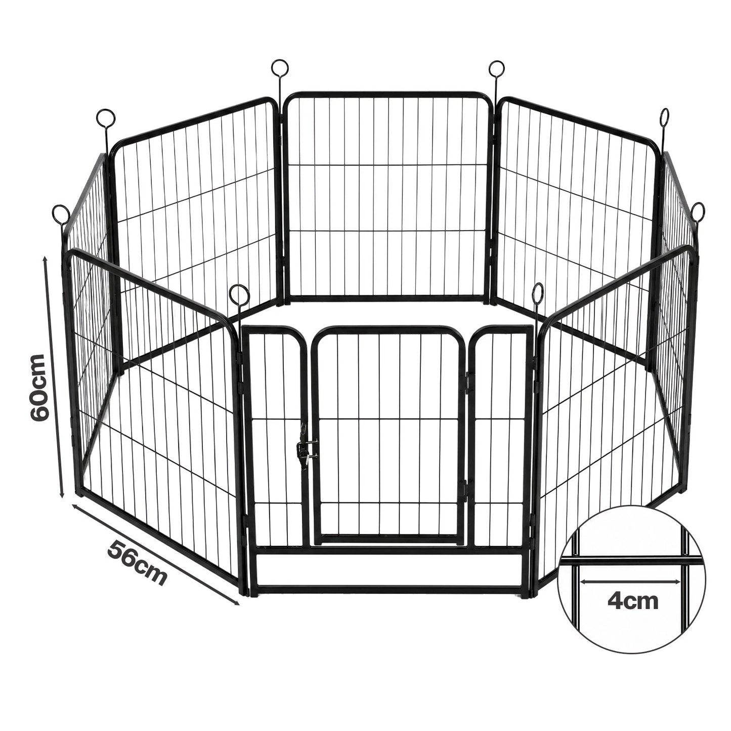 Pawz Dog Playpen 8-Panel Metal Dog Pen Tool-Free Foldable Puppy Crate Black