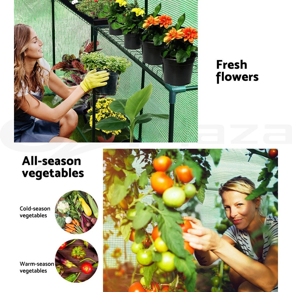 Green Fingers Greenhouse Walk in Green House 4 Shelves Tunnel Plant 1.9x1.2x1.9M