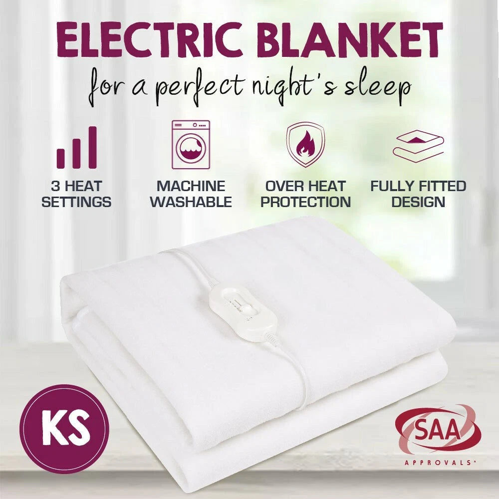 LUXOR Fully Fitted Washable Non Woven Electric Blanket Heated Pad S/KS/D/Q/K