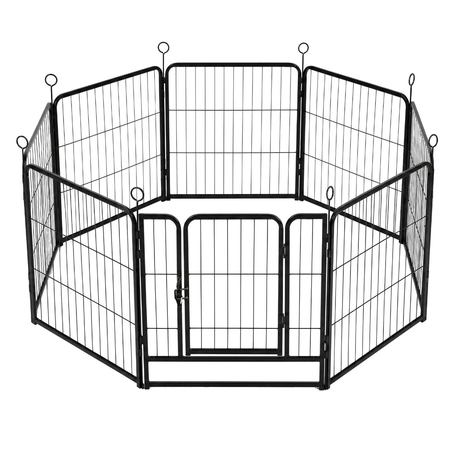 Pawz Dog Playpen 8-Panel Metal Dog Pen Tool-Free Foldable Puppy Crate Black