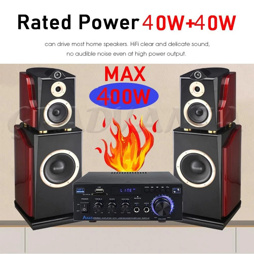 600W 2 Channel Bluetooth Mini HIFI Power Amplifier Audio Stereo Amp Home Car FM