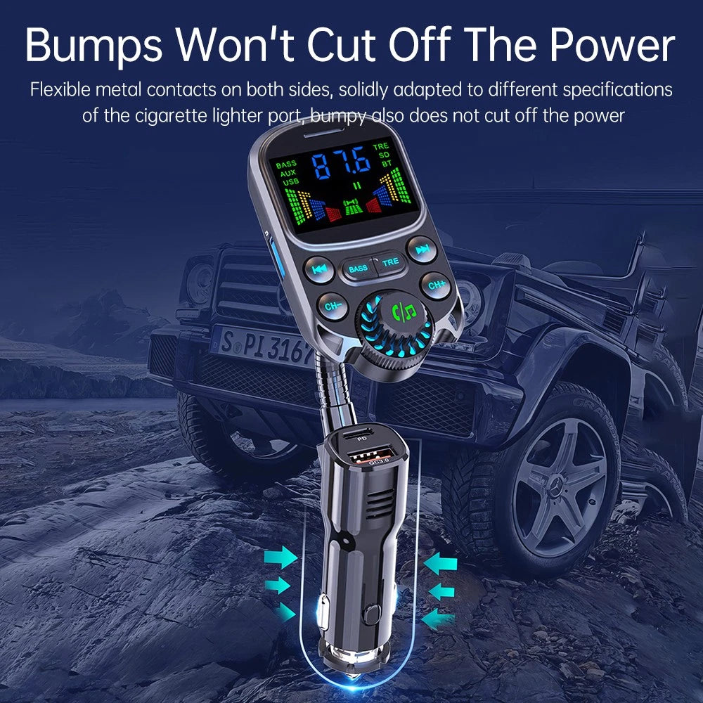 Bluetooth 5.3 Radio Car Kit Wireless FM Transmitter with USB Charger MP3 Player