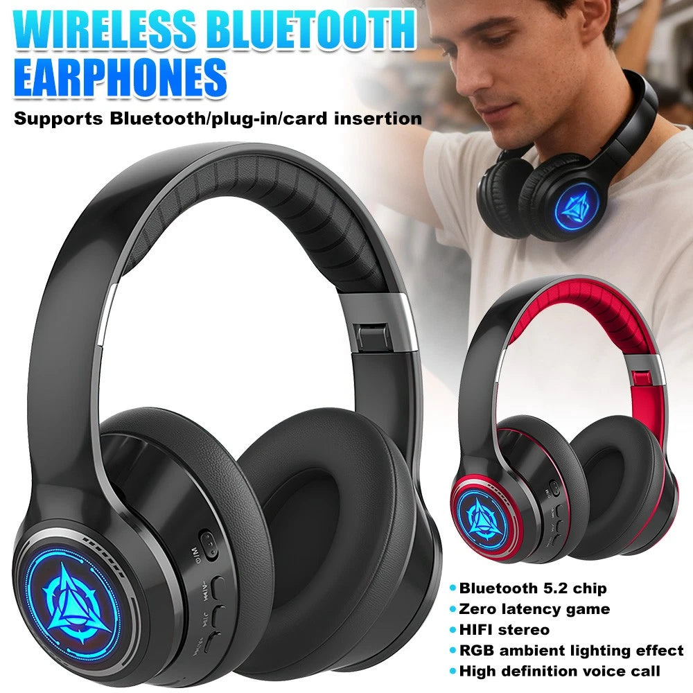 Wireless Headphones Bluetooth Earphones Stereo Headset Rechargeable with Mic