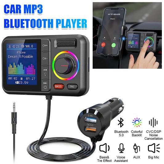 Bluetooth 5.0 Wireless Radio Car FM Transmitter Dual USB Charger MP3 Player