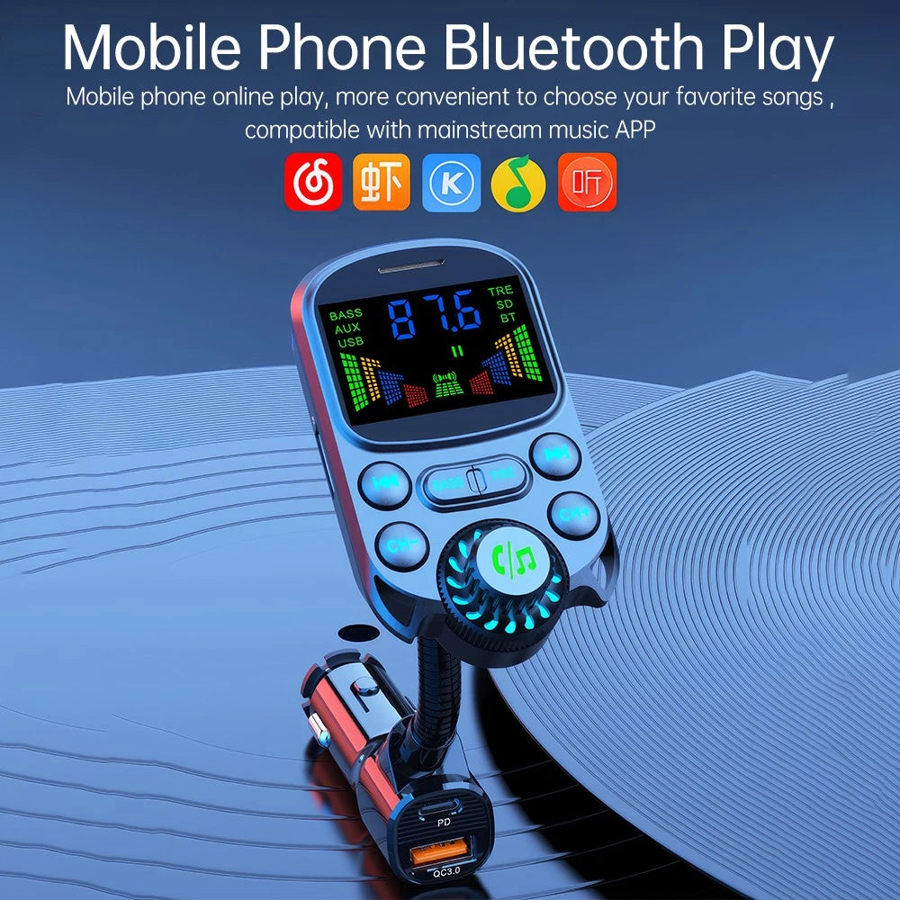 Bluetooth 5.3 Radio Car Kit Wireless FM Transmitter with USB Charger MP3 Player