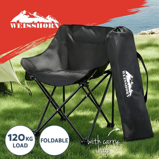 Weisshorn Folding Camping Moon Chair Portable Seat Weight Capacity 120KG Black