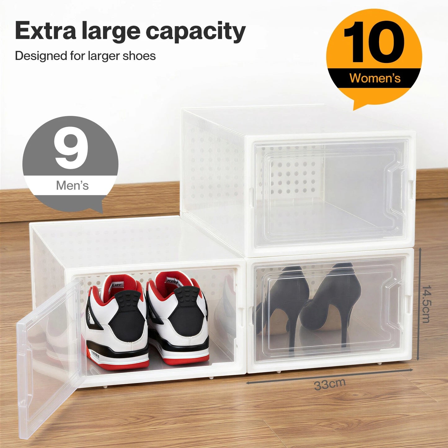 Stacked Shoe Rack Storage Boxes 12 Pcs Stackable Clear Plastic Display Cases