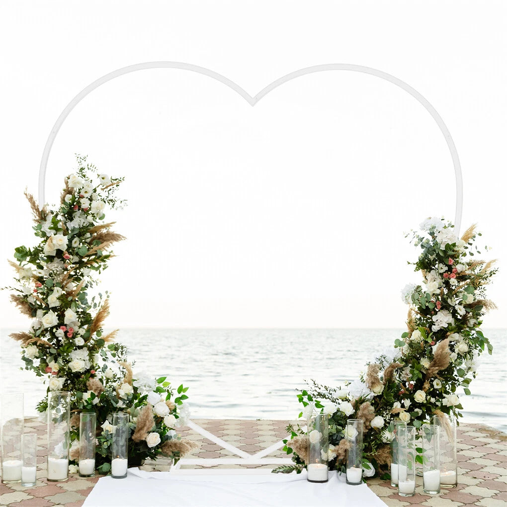 7.21ft Heart Shaped Wedding Backdrop Stand Metal Balloon Arch Frame Ceremony