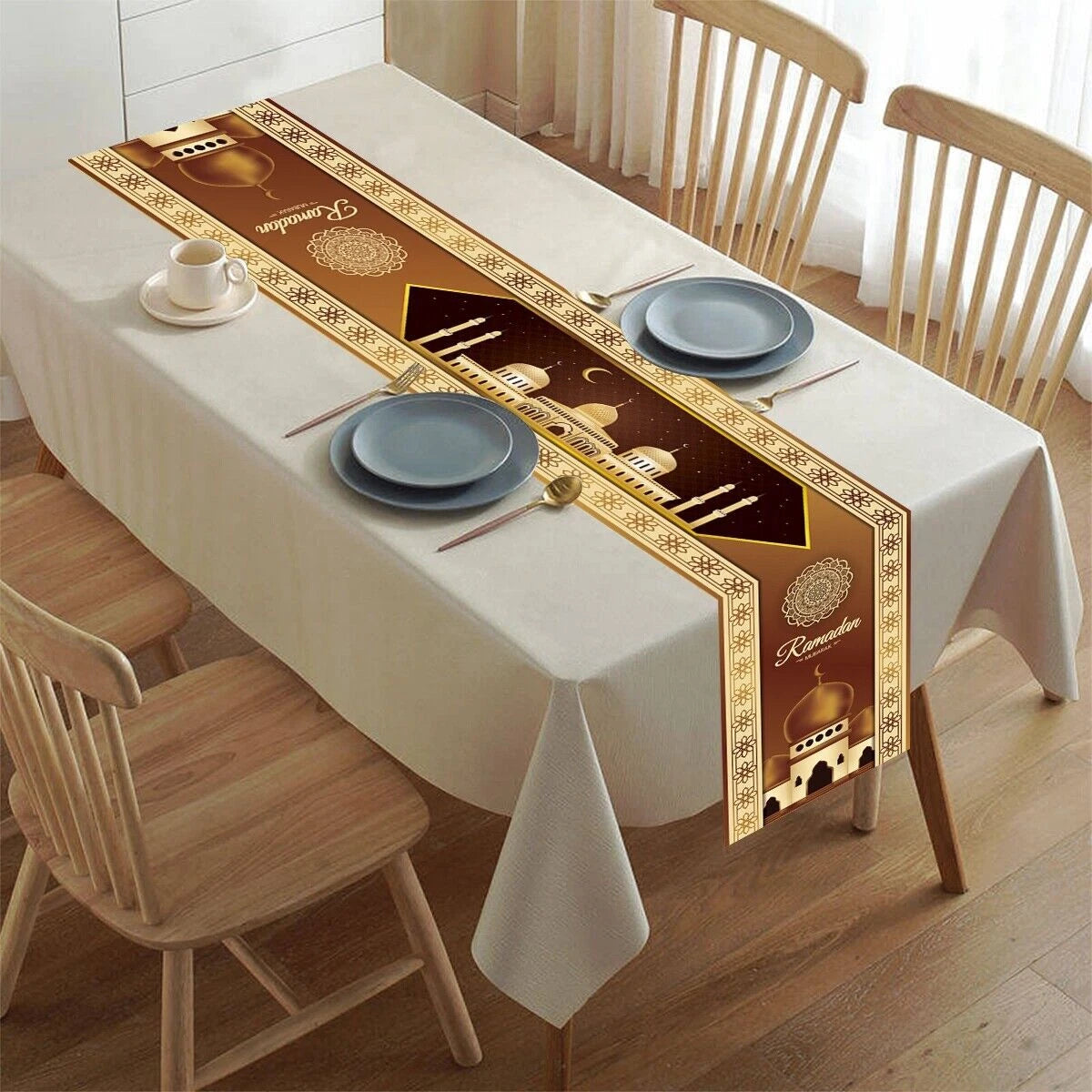 Eid Mubarak Table Runner Ramadan Decoration For Home Islamic Muslim Party Decor