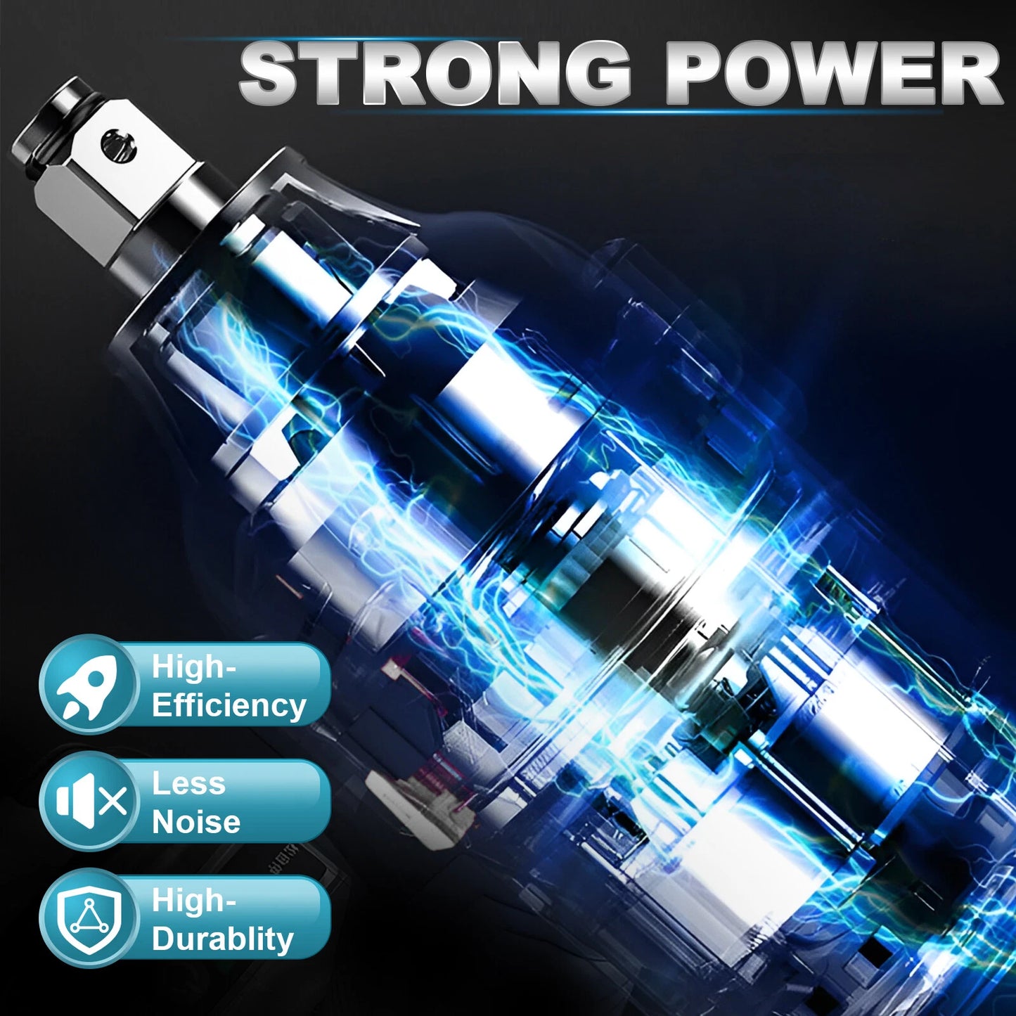 1/2" Electric Wrench Cordless Brushless Impact Rattle Gun Drill Kit + 2x Battery