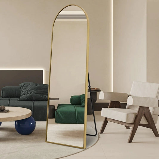 Full Size 40cm x 150cm Arched Rose Gold Mirror Aluminium Floor Wall Makeup