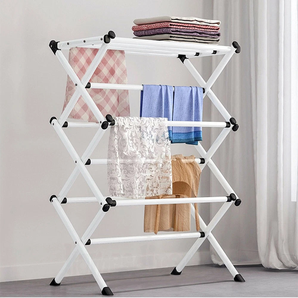 6 Tiers Foldable Garment Hanger Clothes Airer Drying Rack Laundry Support Horse
