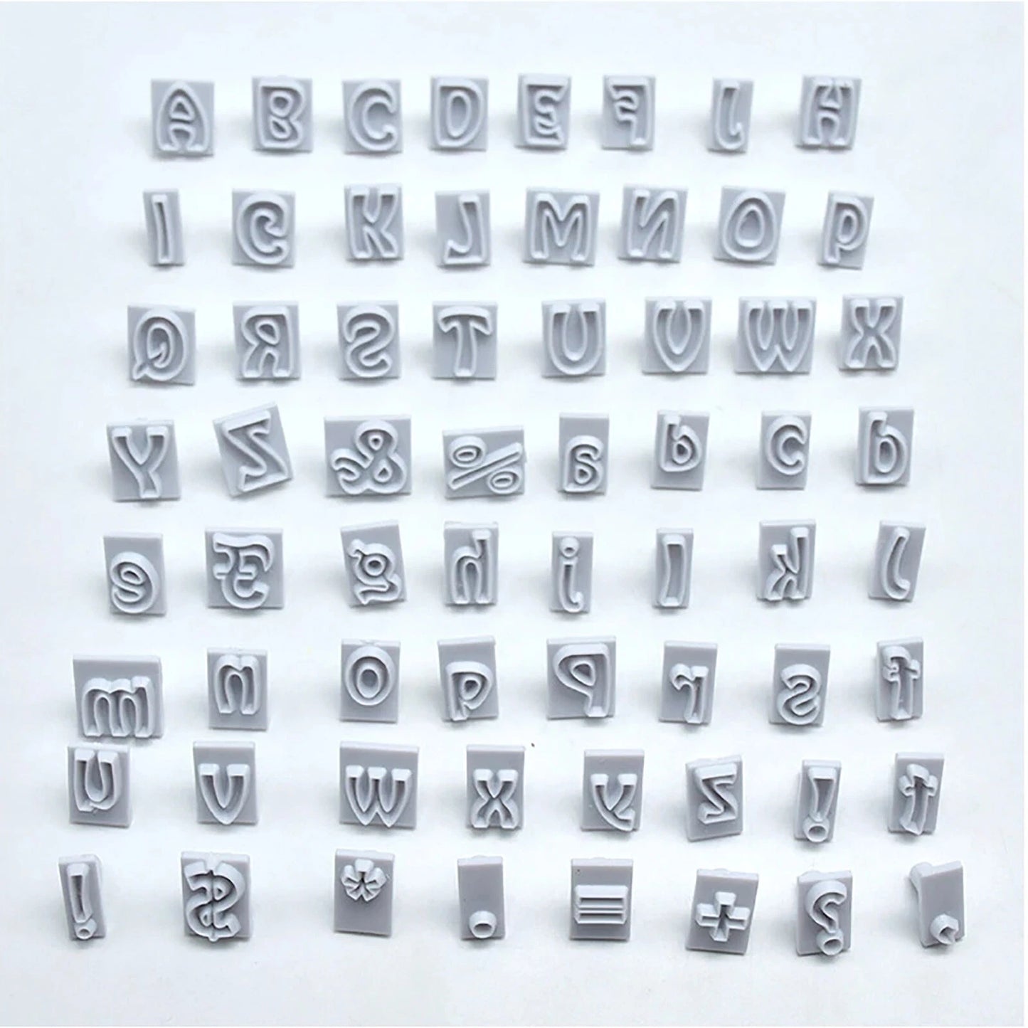 64PCS Fondant Cake Alphabet Letter Cookies Biscuit Stamp Embosser Mold Cutter