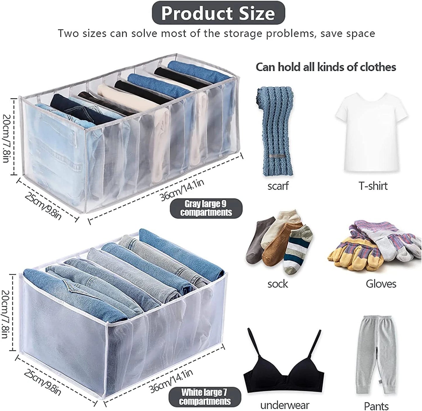Foldable Clothes Drawer Organizer Mesh Storage Box Closet Wardrobe Jeans T-Shirt