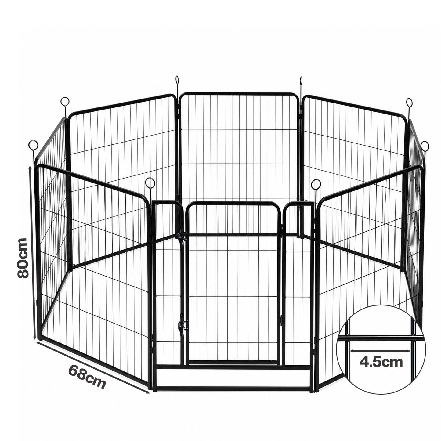 Pawz Dog Playpen 8-Panel Folding Dog Pen Steel Black