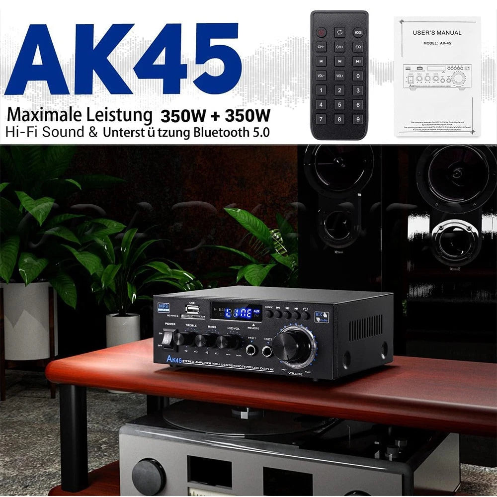 600W 2 Channel Bluetooth Mini HIFI Power Amplifier Audio Stereo Amp Home Car FM